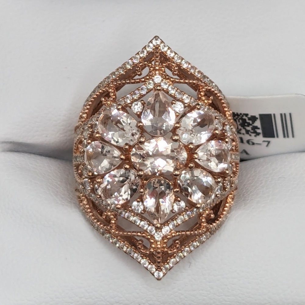 SALE PRICED! Morganite & White Zircon, 18K Rose Gold over Sterling Silver, NWT